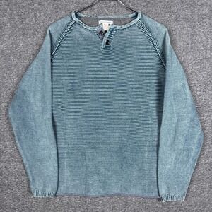 Carbon 2 Cobalt Sweater Mens Large Waterman Henley Ribbed Heavyweight Pullover